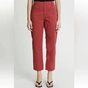 PISTOLA DENIM Tammy Trousers High Waisted Cropped Pants, Crimson Red, 26, NWT